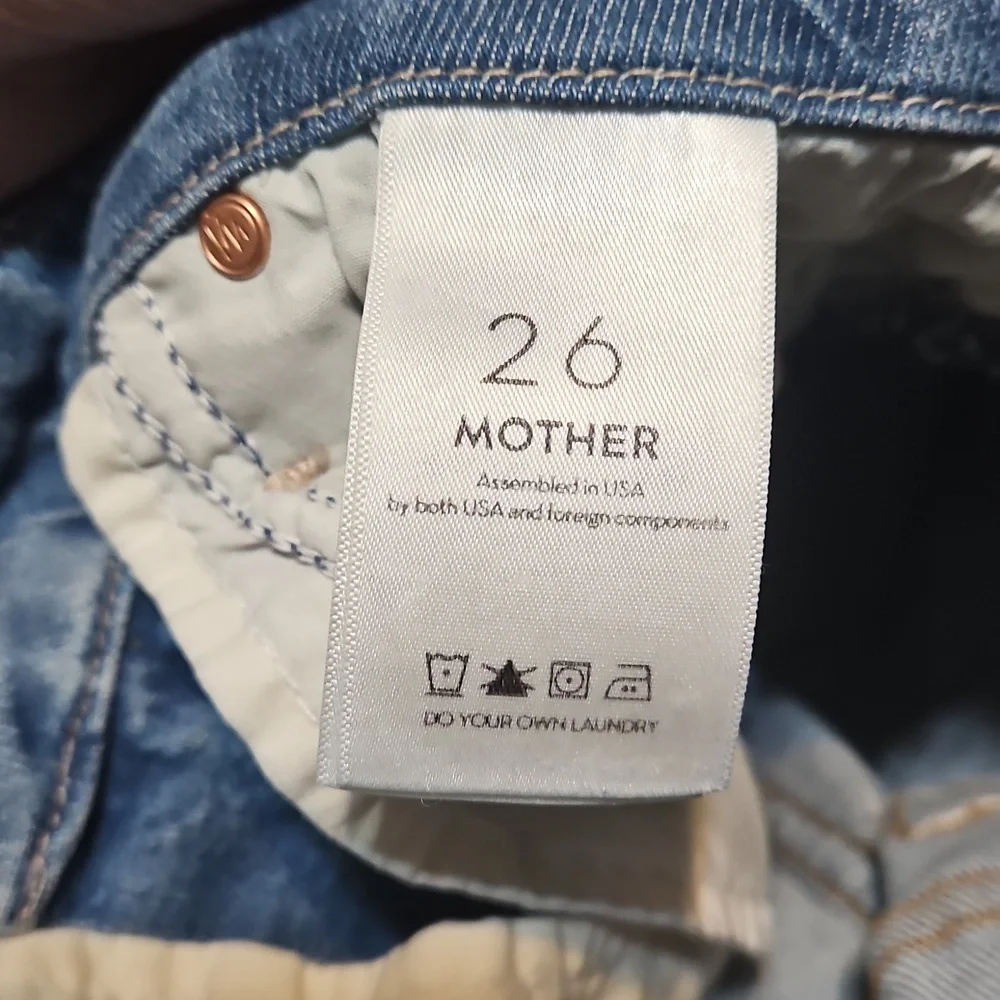 Mother High-Waisted Looker Ankle Fray Skinny Distessed Jeans